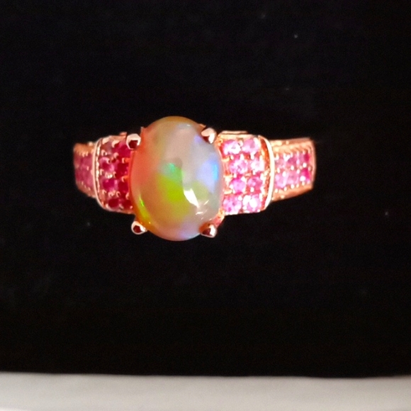 Jewelry - ETHIOPIAN WELO OPAL, PINK SAPPHIRE RING